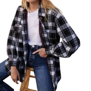 Z Supply Plaid Tucker Shirt Jacket In White